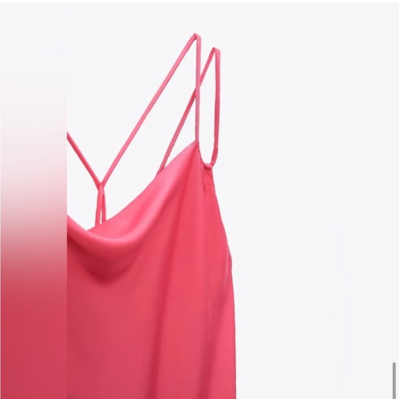 💖 ZARA Bloggers Fav Satin Draped-Neck Midi/Maxi Dress. Size LG. Excellent Cond! - Picture 8 of 16